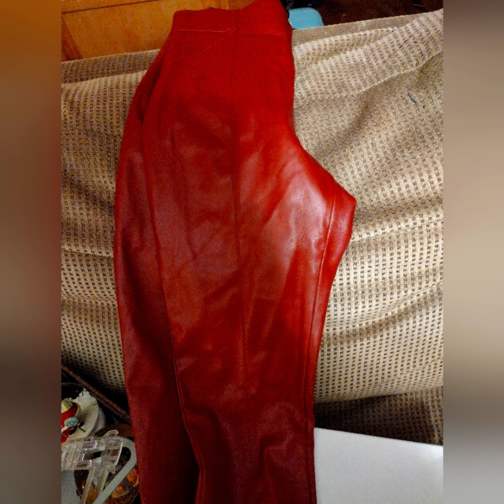 Womens retro leather stretch pants